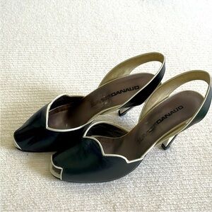 XAVIER  DANAUD Vintage Black And White Slingback Heels size 6